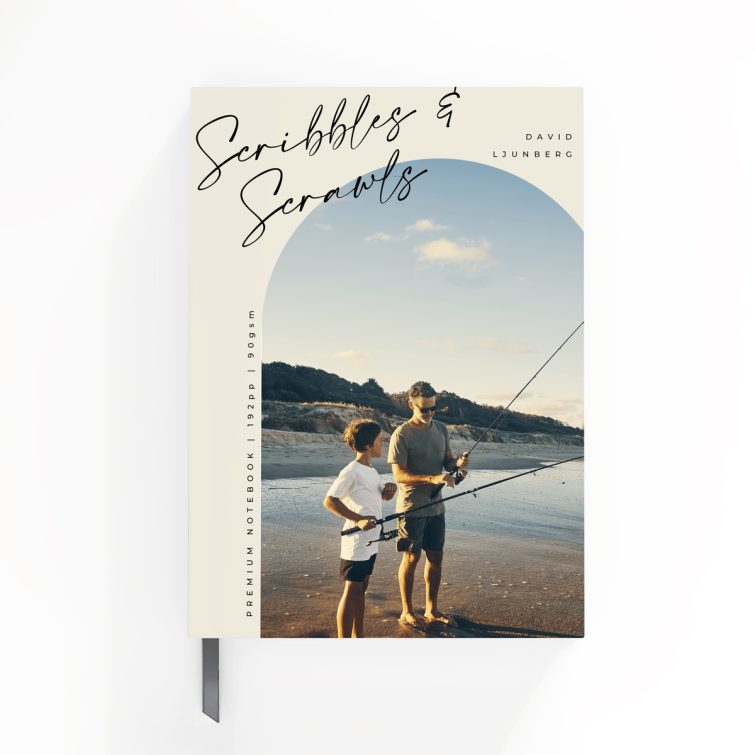 Premium notebook design featuring one photo on the cover spread from Utterly Printable.