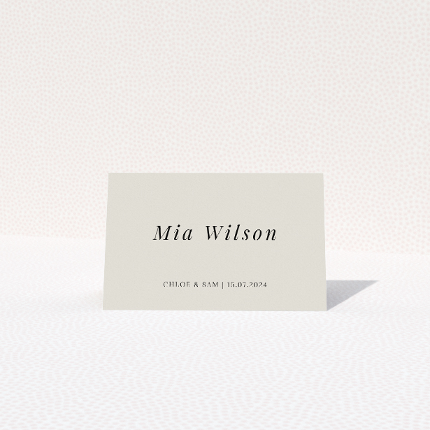 Elegantly understated seaside sketch place cards with skilful graphite sketches of sweeping shorelines, capturing the simple elegance of nature for wedding stationery suites This is a view of the front