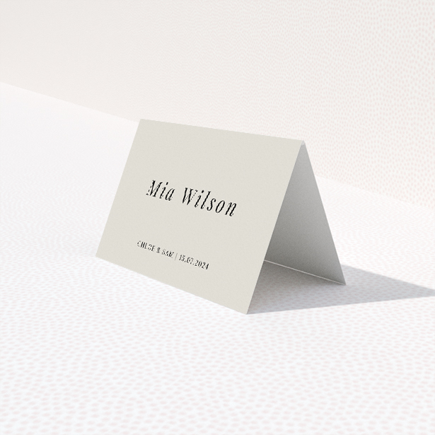 Elegantly understated seaside sketch place cards with skilful graphite sketches of sweeping shorelines, capturing the simple elegance of nature for wedding stationery suites This is a third view of the front