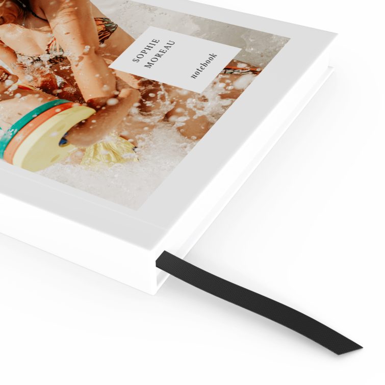 Personalised notebook cover design with one photo, ideal for custom stationery by Utterly Printable.