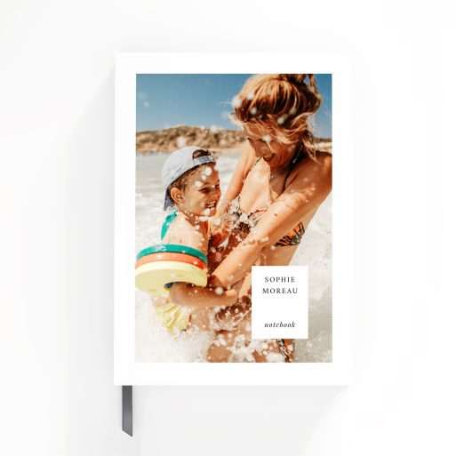 Personalised notebook cover design with one photo, ideal for custom stationery by Utterly Printable.