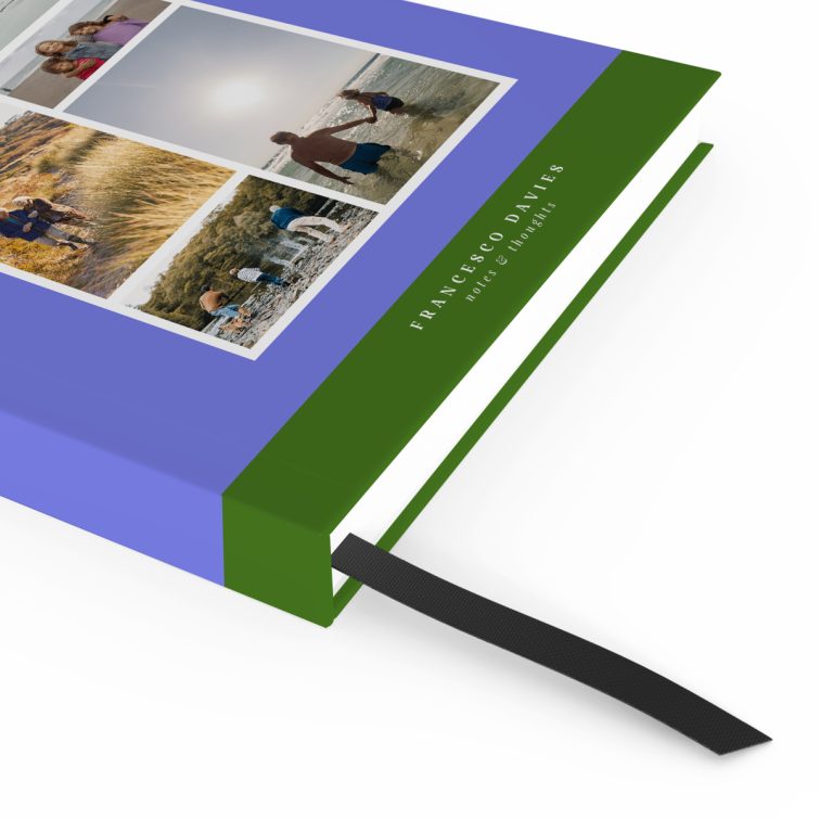 Personalised notebooks with five photo collage design by Utterly Printable.