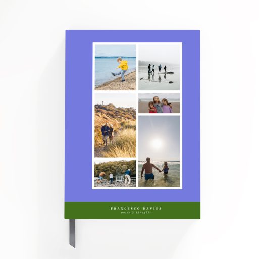 Personalised notebooks with five photo collage design by Utterly Printable.