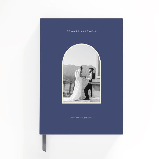 Elegant personalised notebook design with one photo placeholder by Utterly Printable, ideal for weddings or special occasions.