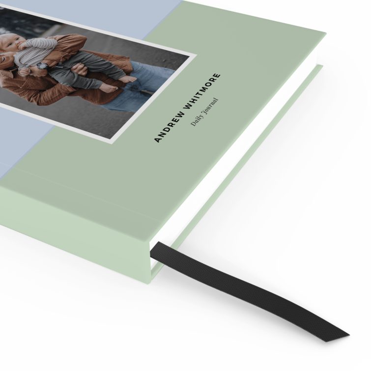 Personalised portrait notebook design with one photo on the cover.