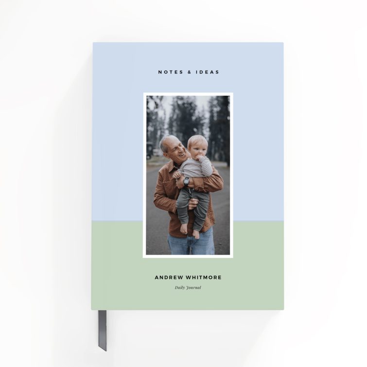 Personalised portrait notebook design with one photo on the cover.