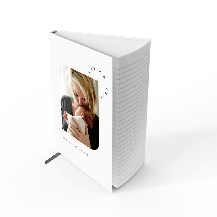 Personalised portrait notebook design with one photo on the cover from Utterly Printable.