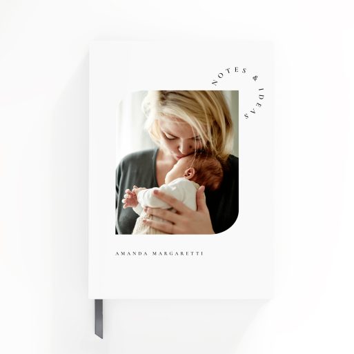 Personalised portrait notebook design with one photo on the cover from Utterly Printable.