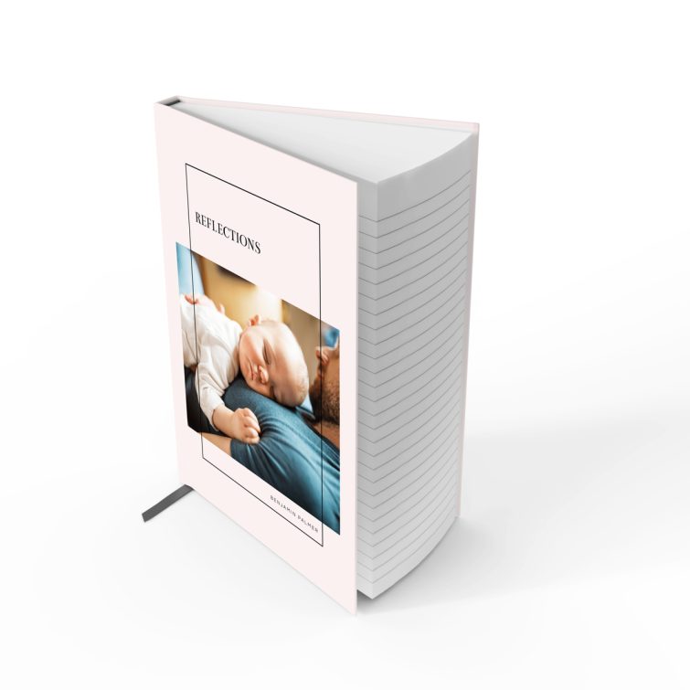 Portrait orientation personalised notebooks design with one photo featuring a minimalistic style for Utterly Printable.