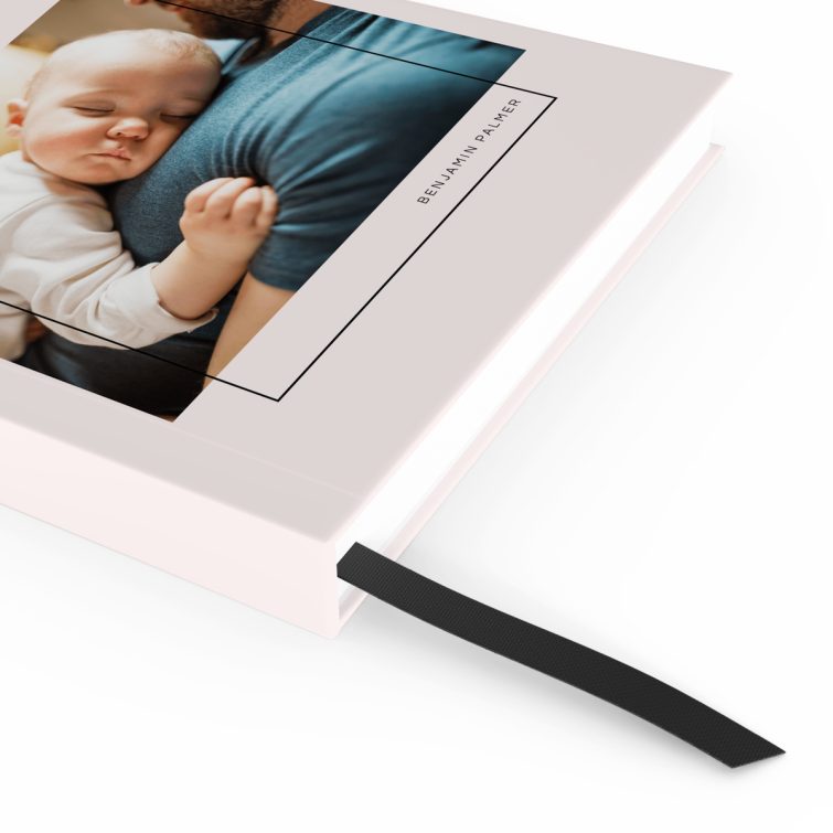 Portrait orientation personalised notebooks design with one photo featuring a minimalistic style for Utterly Printable.