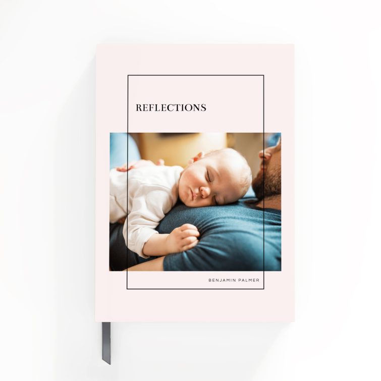 Portrait orientation personalised notebooks design with one photo featuring a minimalistic style for Utterly Printable.