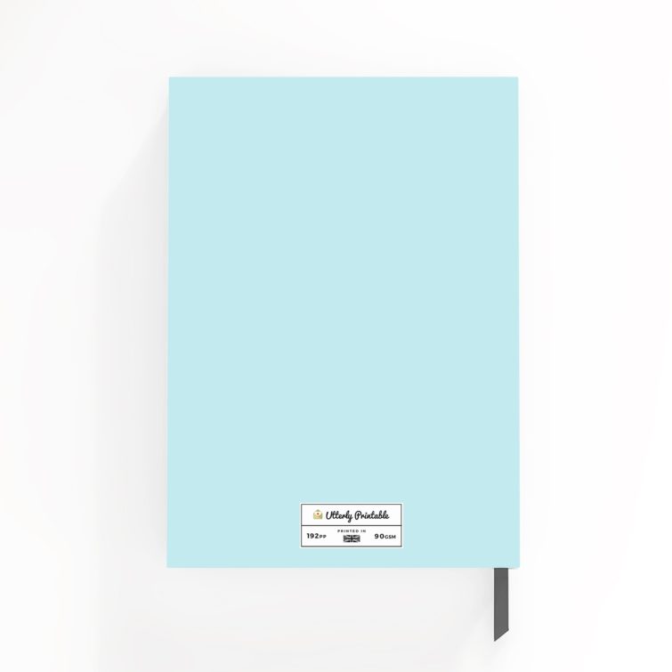 Blue minimalist notebook cover design with one photo placeholder by Utterly Printable