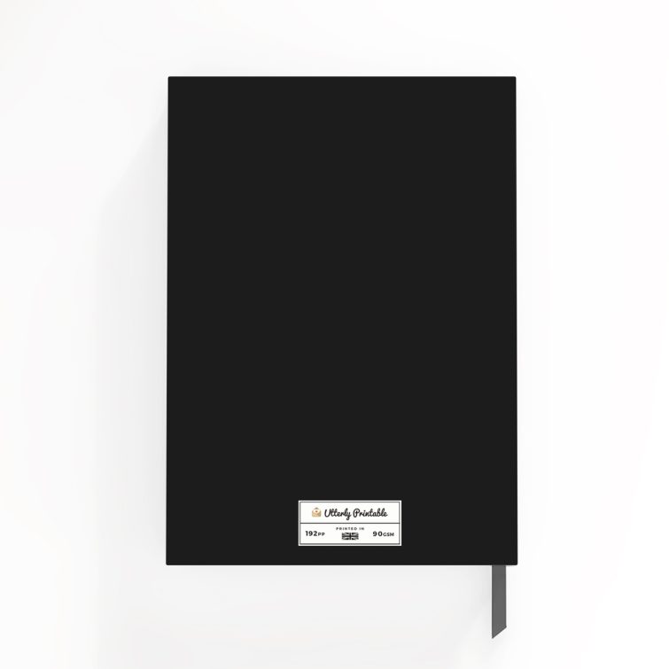 Customisable portrait notebook design with five photos, ideal for personalised printing.