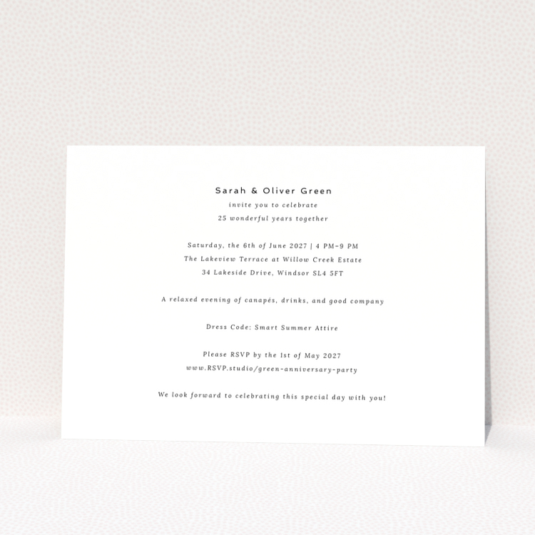 25th anniversary party invitations design back page with no photos - Landscape