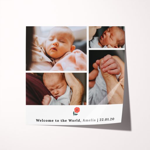 Childhood Quilt High-Resolution Silver Halide Poster - Introducing a versatile tribute to cherished moments, this portrait-oriented masterpiece weaves a beautiful tapestry of memories with space for six photos.