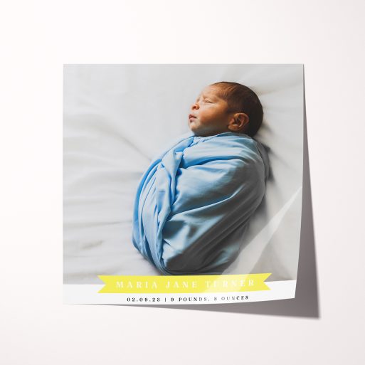 Yellow High-Resolution Silver Halide Poster - A heartfelt gift for any occasion, designed in landscape orientation with space for one cherished photo, beautifully preserving memories.