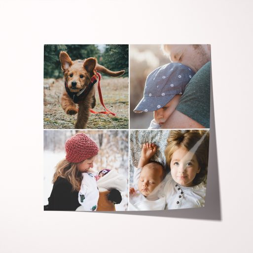 Quad High-Resolution Silver Halide Poster - Embrace nostalgia with this customizable poster featuring space for four cherished photos, creating a timeless keepsake of precious moments.