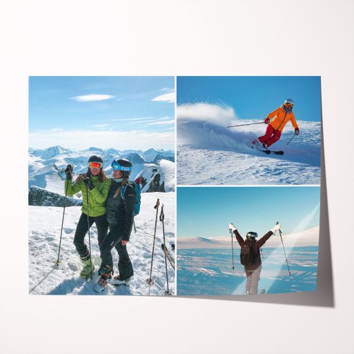 3 Part Collage Premium Quality Silver Halide Poster - Craft a stunning collage of memories in unmatched sharpness with space for three photos in a landscape orientation.