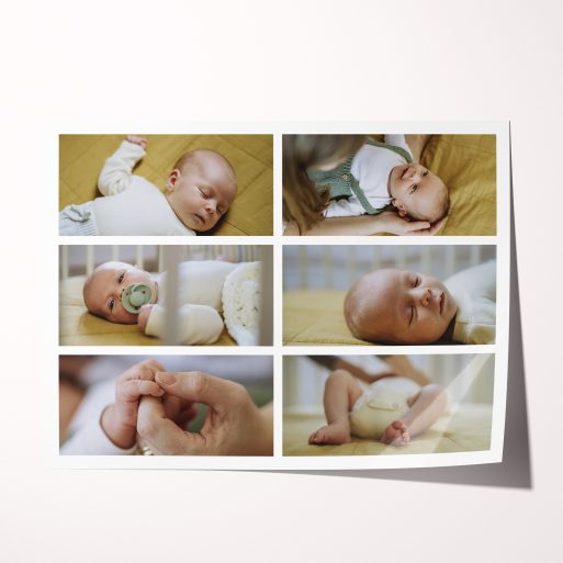Children's Mosaic High-Resolution Silver Halide Poster - Preserve precious childhood moments with this personalized print featuring space for six photos arranged in a mosaic design.