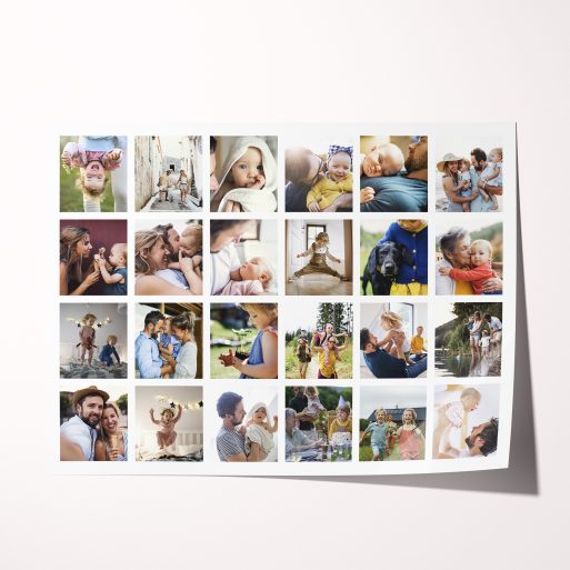 Collage of Memories High-Resolution Silver Halide Poster - Preserve cherished moments with a stunning compilation of 10+ photos in landscape orientation.