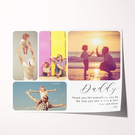 Long-Lasting Dad's Collage Silver Halide Poster - Celebrate the cherished bond with Dad, capturing special moments with space for 4 photos. A versatile and heartfelt expression of love from Utterly Printable.