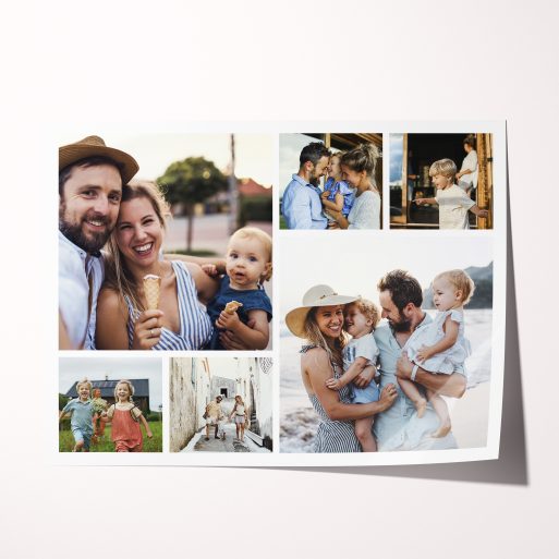 Valentine's Mosaic High-Resolution Silver Halide Poster - Celebrate cherished moments with this personalised print showcasing six photos in a beautiful mosaic pattern.