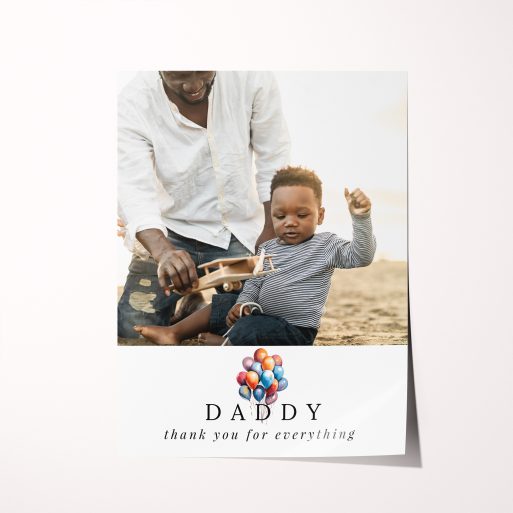 Celebrate Dad with our 'Balloons for Dad' High-Resolution Silver Halide Poster – a portrait-oriented masterpiece preserving cherished memories in unparalleled clarity.