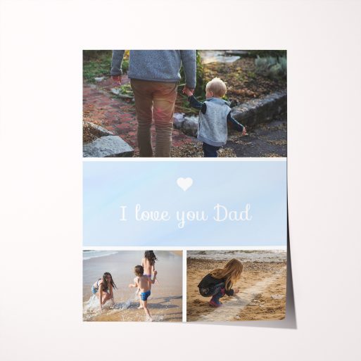 Father's Embrace High-Resolution Silver Halide Photo Poster - Celebrate Father's Day uniquely with this visually striking 3D poster featuring three captivating photos.