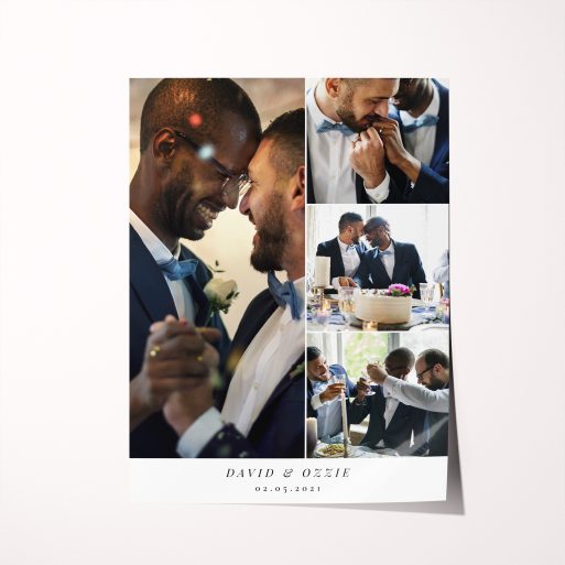 Relive your wedding day with our 'Wedded Quartet' High-Resolution Silver Halide Poster – a portrait-oriented masterpiece showcasing exceptional clarity and detail in four cherished photos.