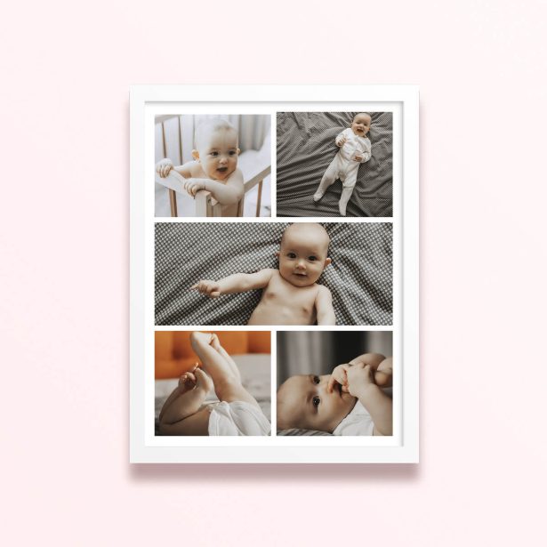 simple framed print childhood kaleidoscope photo collage A3 portrait white - Childhood Kaleidoscope