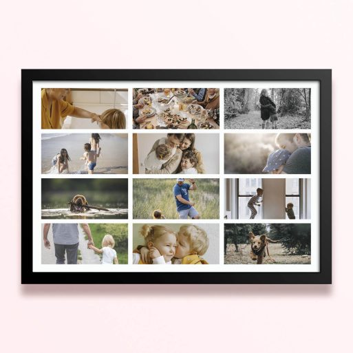 Simple framed prints designs featuring ten photos in a variety of family and nature themes.