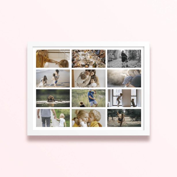 Simple framed prints designs featuring ten photos in a variety of family and nature themes.