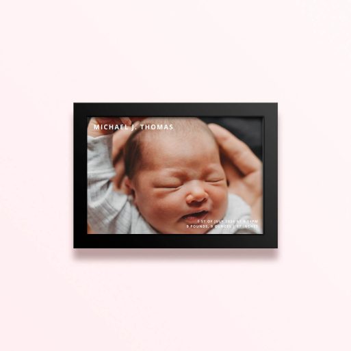 Simple framed prints designs with one photo and custom text for personalisation