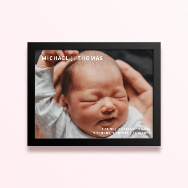Simple framed prints designs with one photo and custom text for personalisation