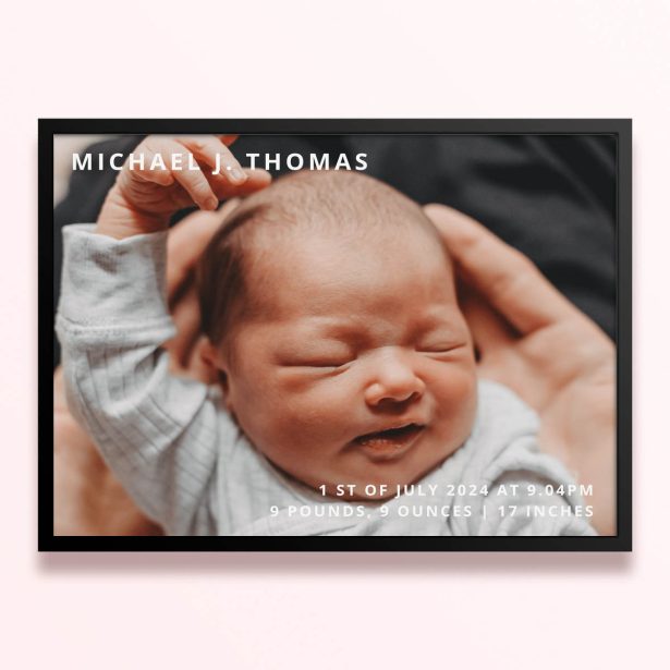 Simple framed prints designs with one photo and custom text for personalisation
