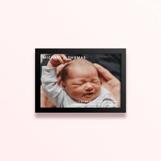 Simple framed prints designs with one photo and custom text for personalisation