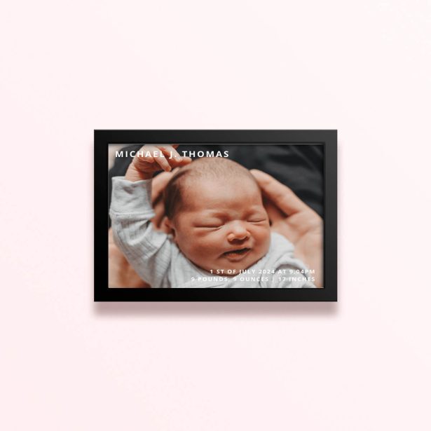 Simple framed prints designs with one photo and custom text for personalisation