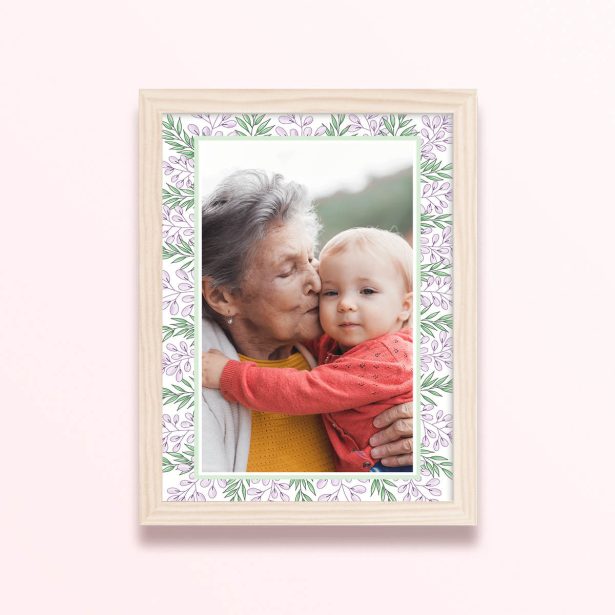 Simple framed prints designs with floral border and one photo
