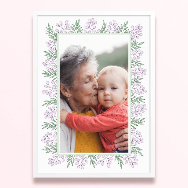 Simple framed prints designs with floral border and one photo