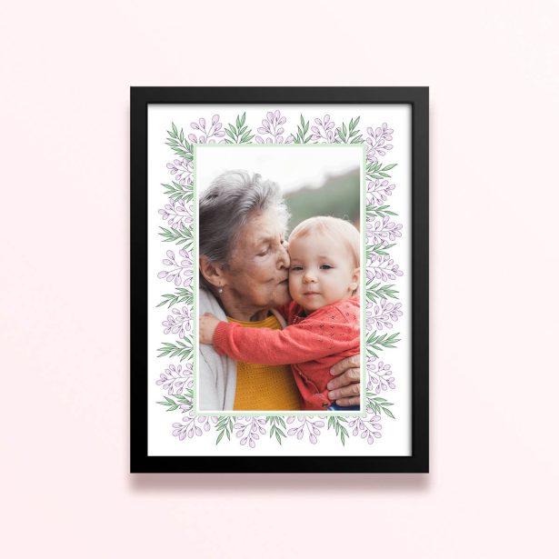 Simple framed prints designs with floral border and one photo