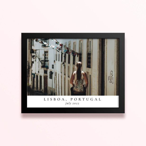 Simple framed prints designs with one photo in a street scene in Lisboa, Portugal for July 2023