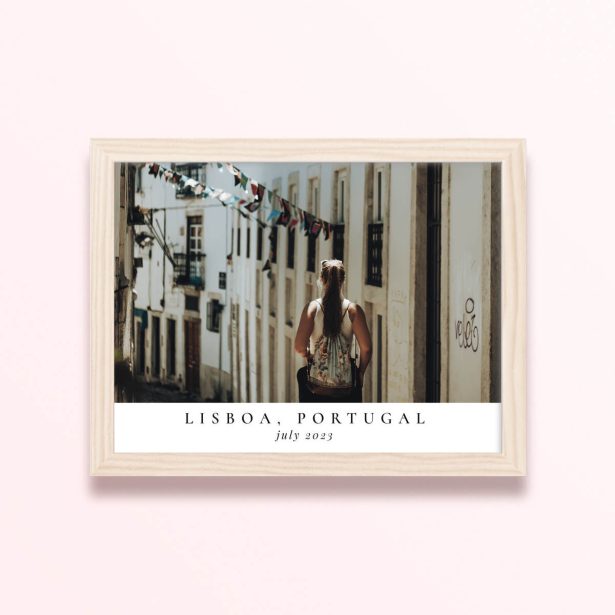 Simple framed prints designs with one photo in a street scene in Lisboa, Portugal for July 2023