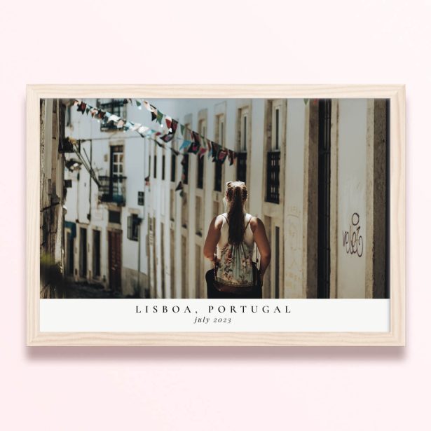 Simple framed prints designs with one photo in a street scene in Lisboa, Portugal for July 2023