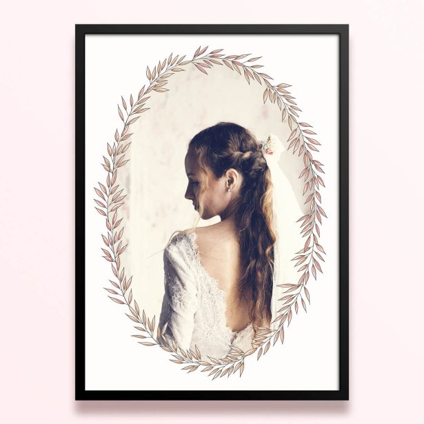 Simple framed prints designs with one photo and floral border
