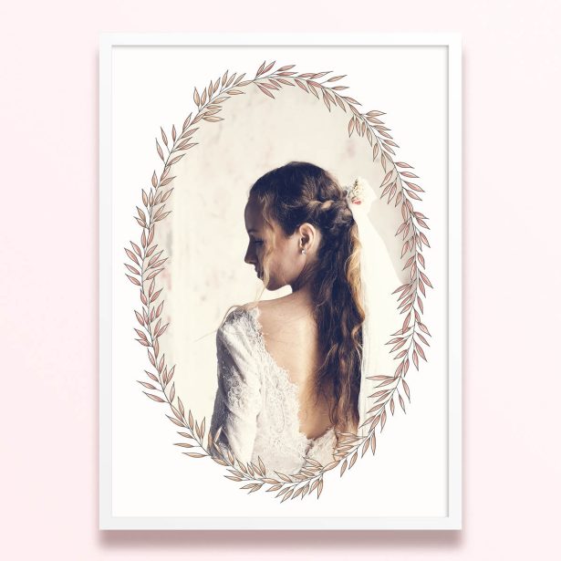 Simple framed prints designs with one photo and floral border