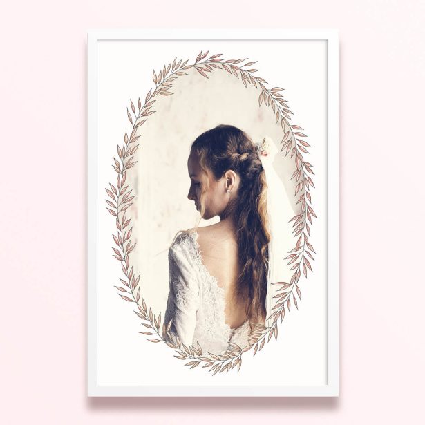 Simple framed prints designs with one photo and floral border