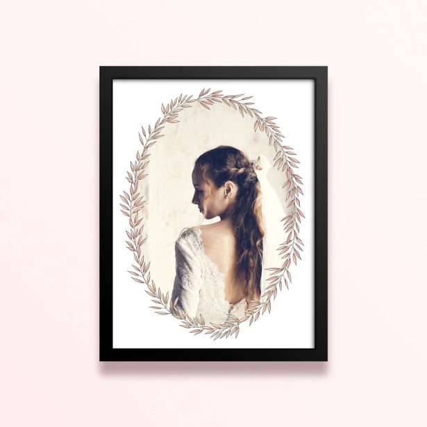 Simple framed prints designs with one photo and floral border