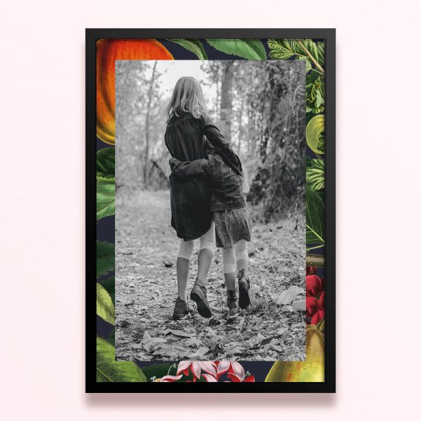 Simple framed prints designs with colourful border and one black-and-white photo