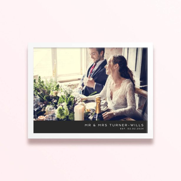 Simple framed print designs for weddings featuring one photo.