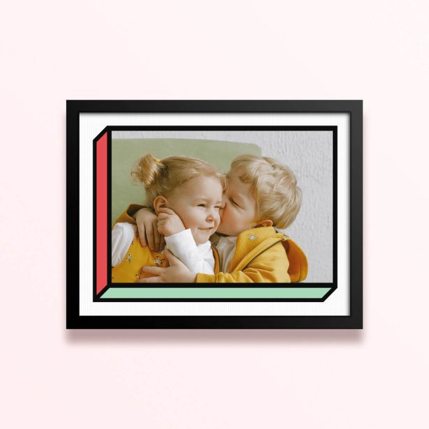 Simple framed prints designs with one photo featuring a modern geometric border